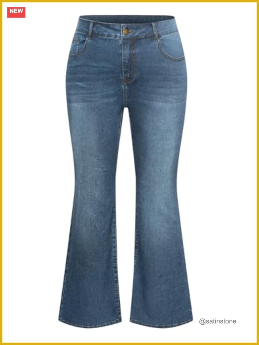 Women's Plus Size High Waisted Flared Stretchy Denim Jeans